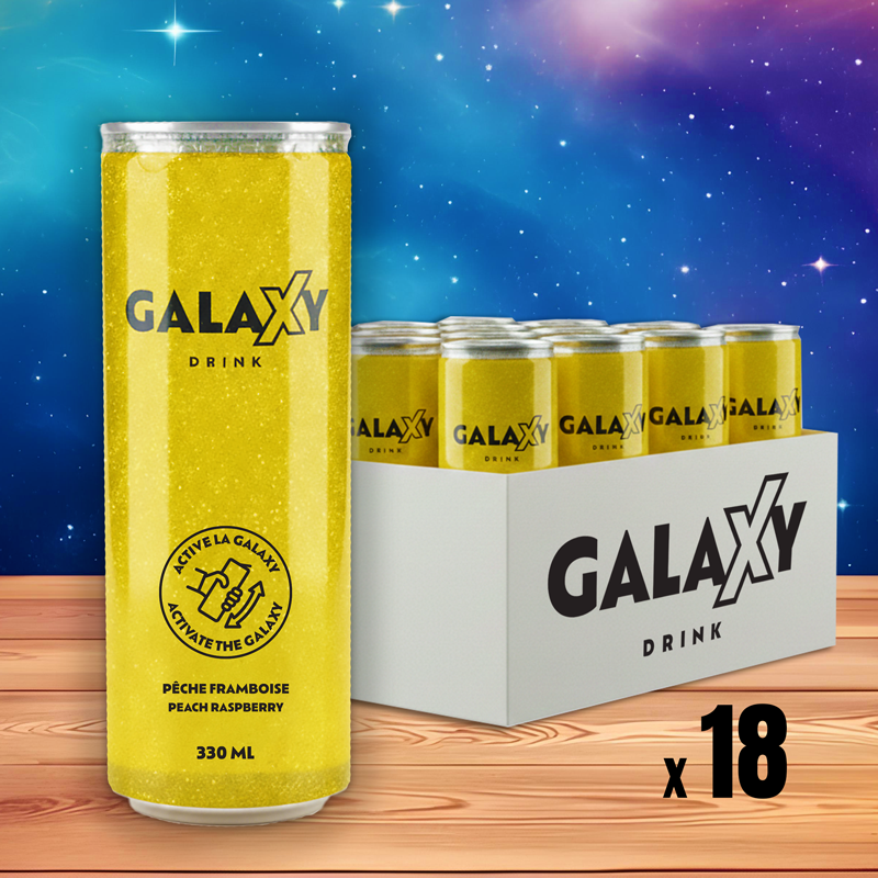 Galaxy Drink - Jaune - Pêche et Framboise - 330ml
