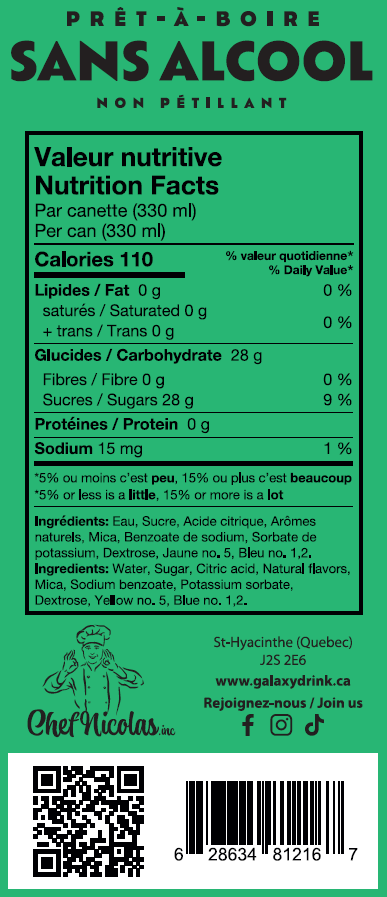 Galaxy Drink - Vert - Melon Litchi - 330ml